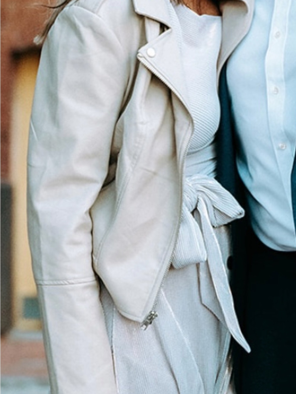 Steve Madden Cream Leather Moto Jacket- worn once